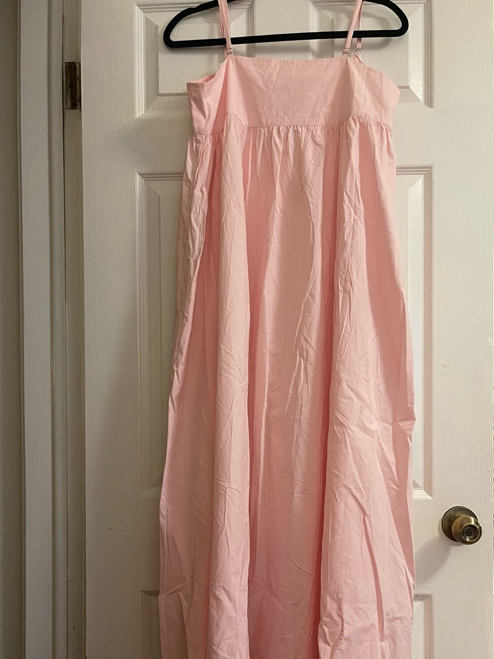 NWT Ebossy Pink Cotton Maxi Dress Size M Babydoll Spaghetti Strap Cottagecore